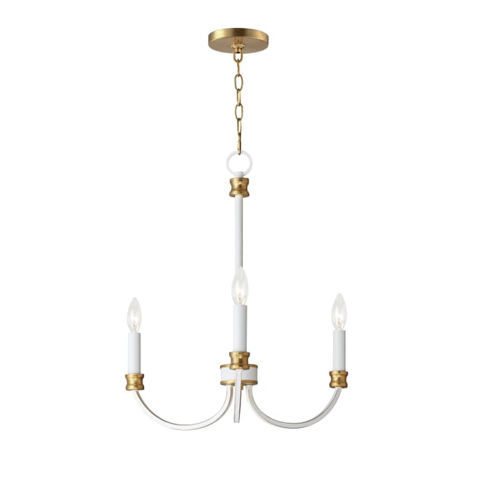 Charlton 3-Light Chandelier in Weathered White with Gold Leaf Charlton 3-Light Chandelier in Weathered White with Gold Leaf