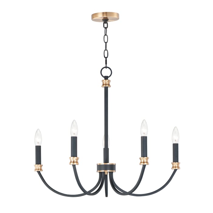 Maxim Charlton 5-Light Transitional Chandelier in Black and Antique Brass Maxim Charlton 5-Light Transitional Chandelier in Black and Antique Brass