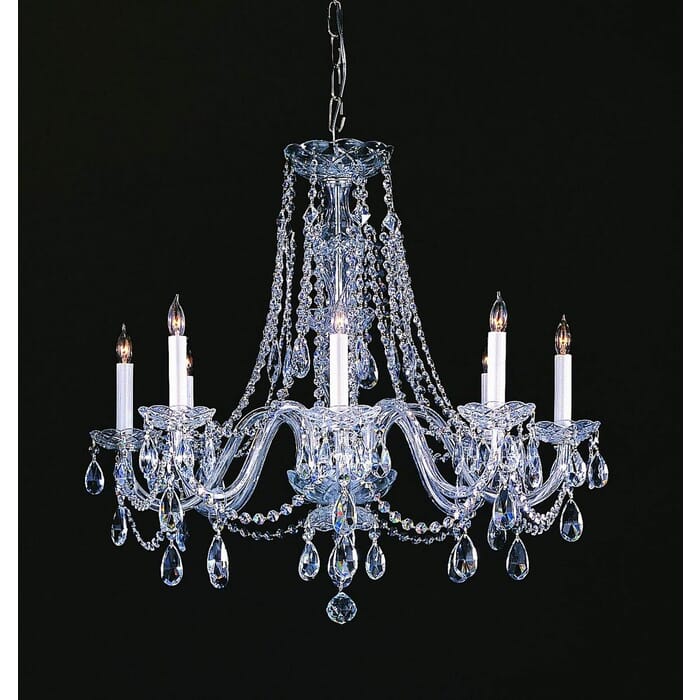 Crystorama Traditional Crystal 8-Light 26" Traditional Chandelier in Polished Chrome with Clear Spectra Crystals Crystorama Traditional Crystal 8-Light 26" Traditional Chandelier in Polished Chrome with Clear Spectra Crystals