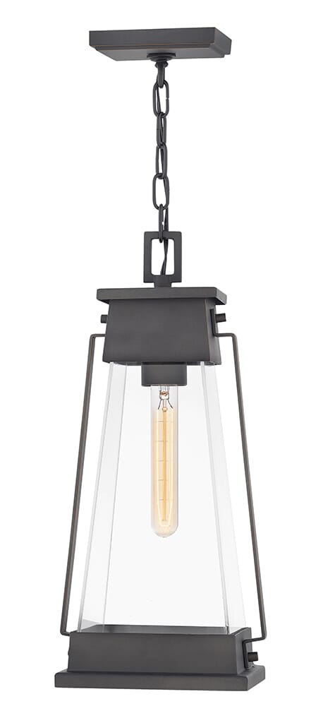 Aged Copper Bronze LED Hanging Lantern from the Arcadia Collection