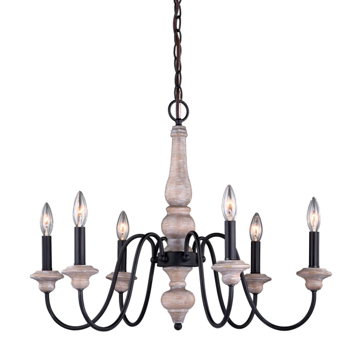 Georgetown 6-Light Chandelier in Vintage Ash and Oil Burnished Bronze Georgetown 6-Light Chandelier in Vintage Ash and Oil Burnished Bronze