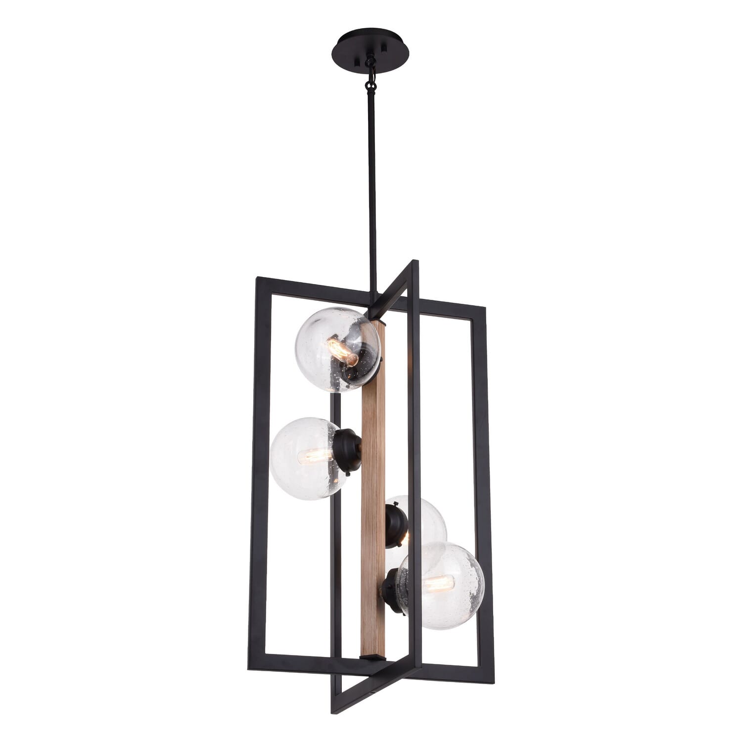 Bridgeview 4-Light Pendant in Oil Rubbed Bronze and Light Walnut