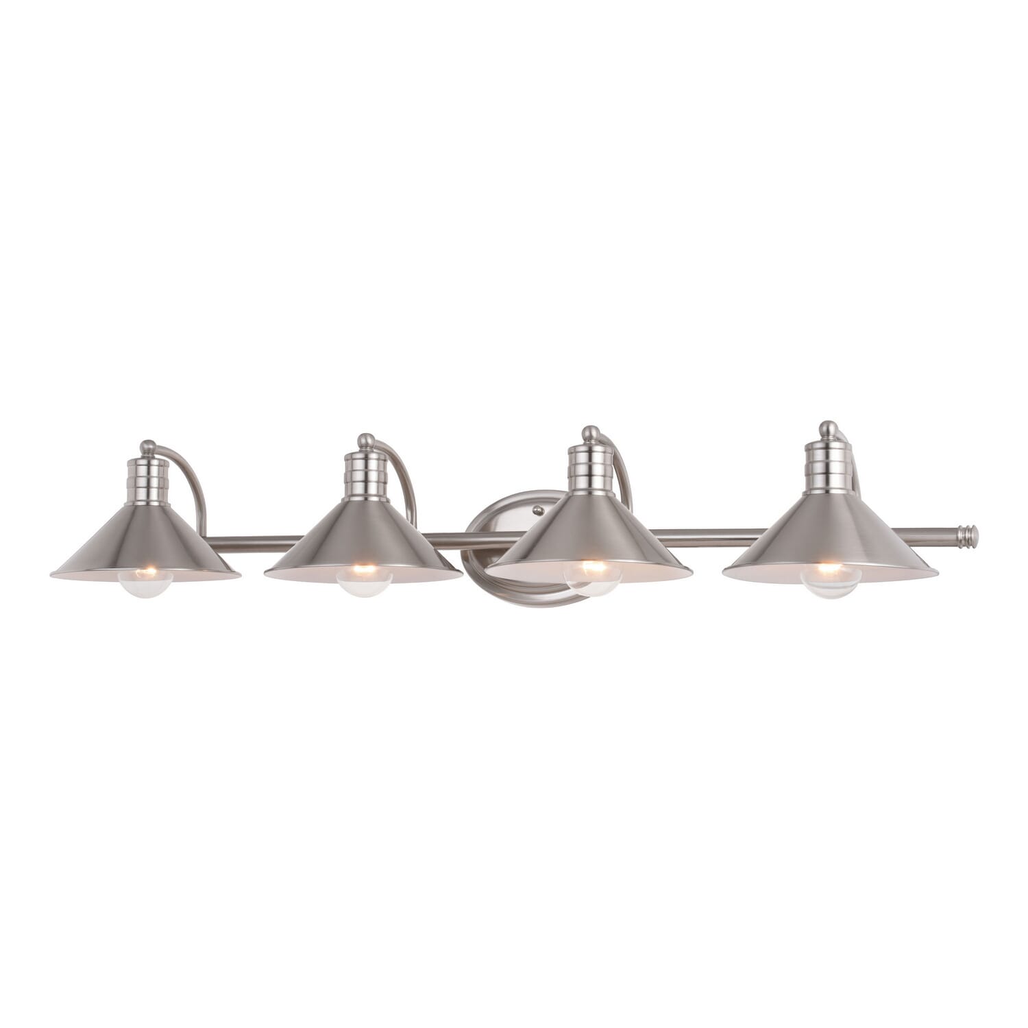 Akron 4-Light Bathroom Vanity Light in Satin Nickel and Matte White