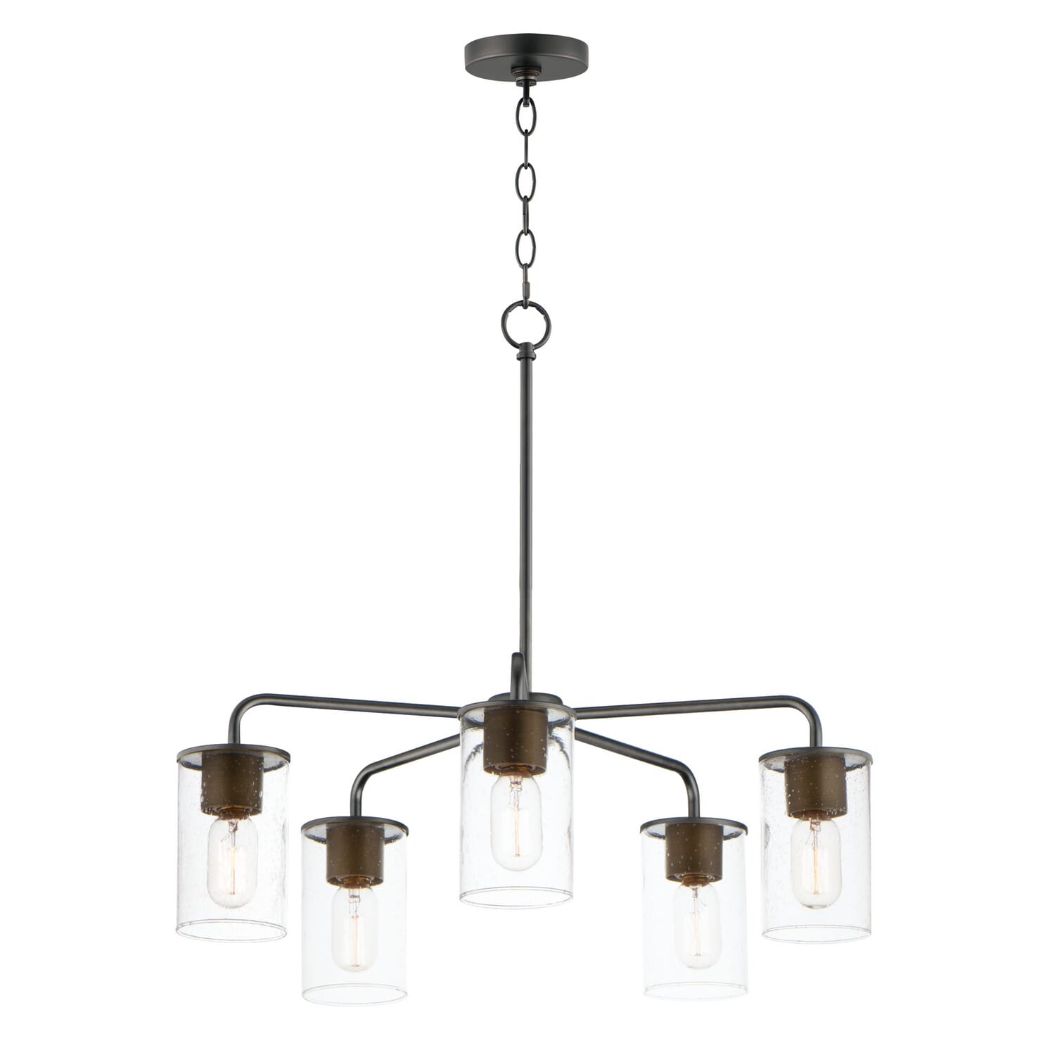 Sleek 5-Light Chandelier in Antique Brass with Black
