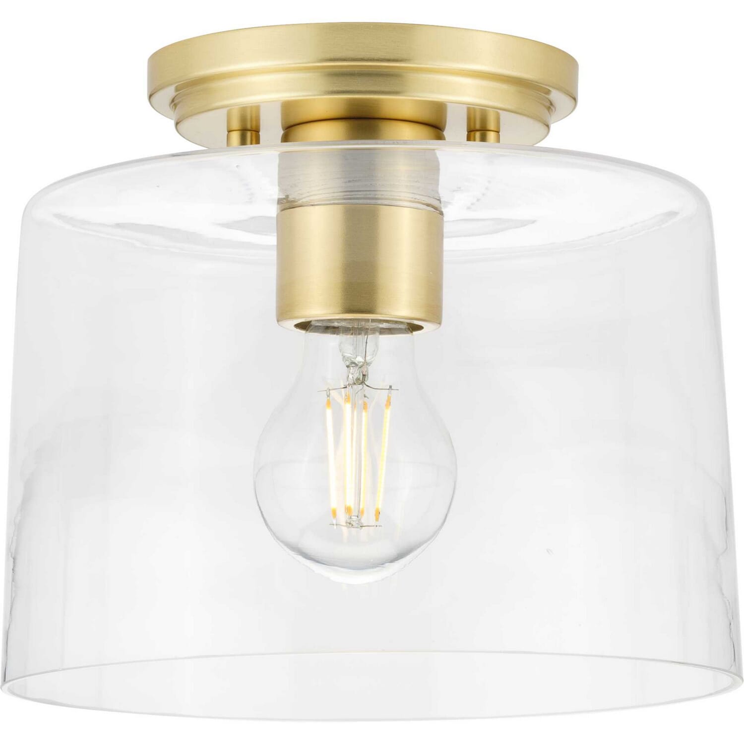 Satin Brass One Light Flush Mount from the Adley Collection