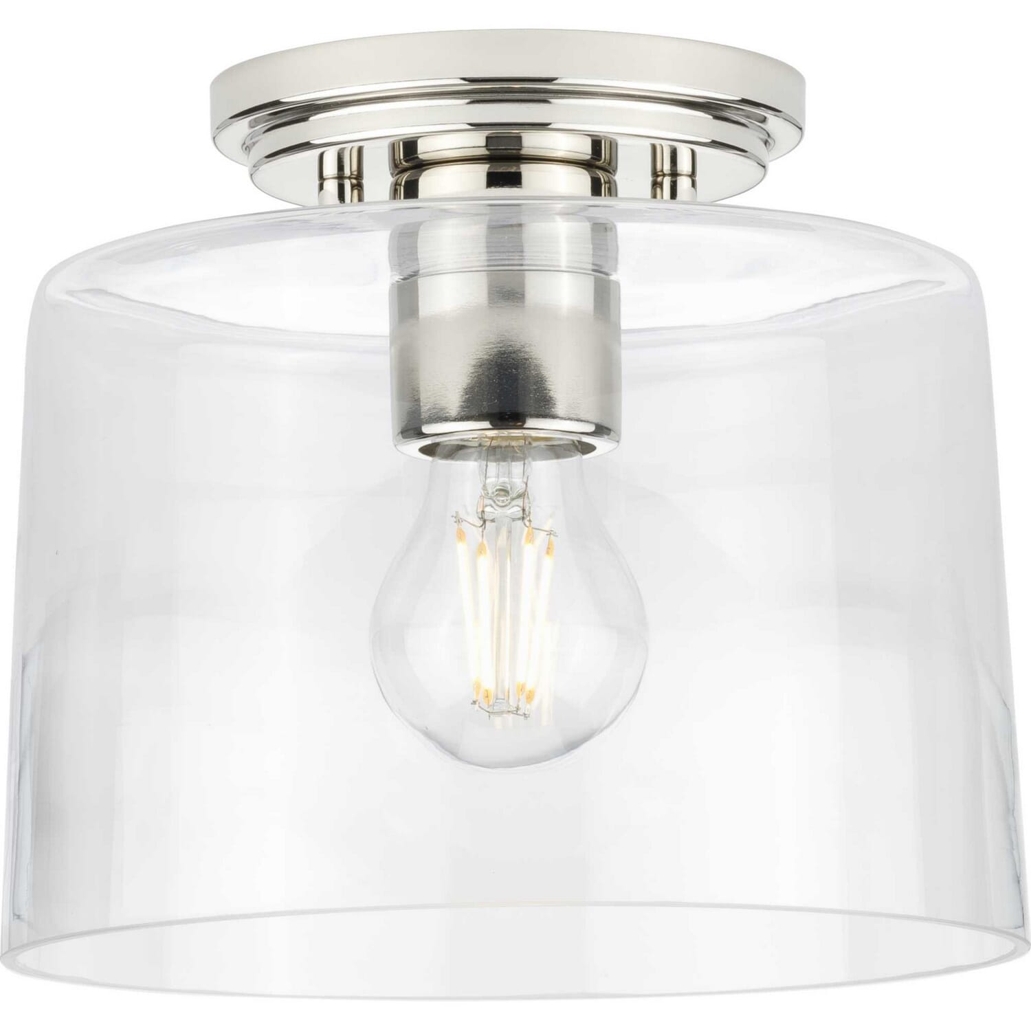 Polished Nickel One Light Flush Mount from the Adley Collection