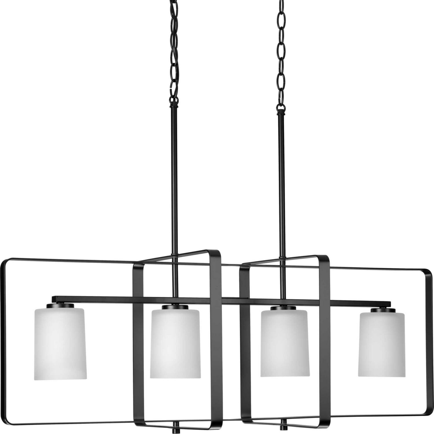 Matte Black Four Light Island Pendant from the League Collection