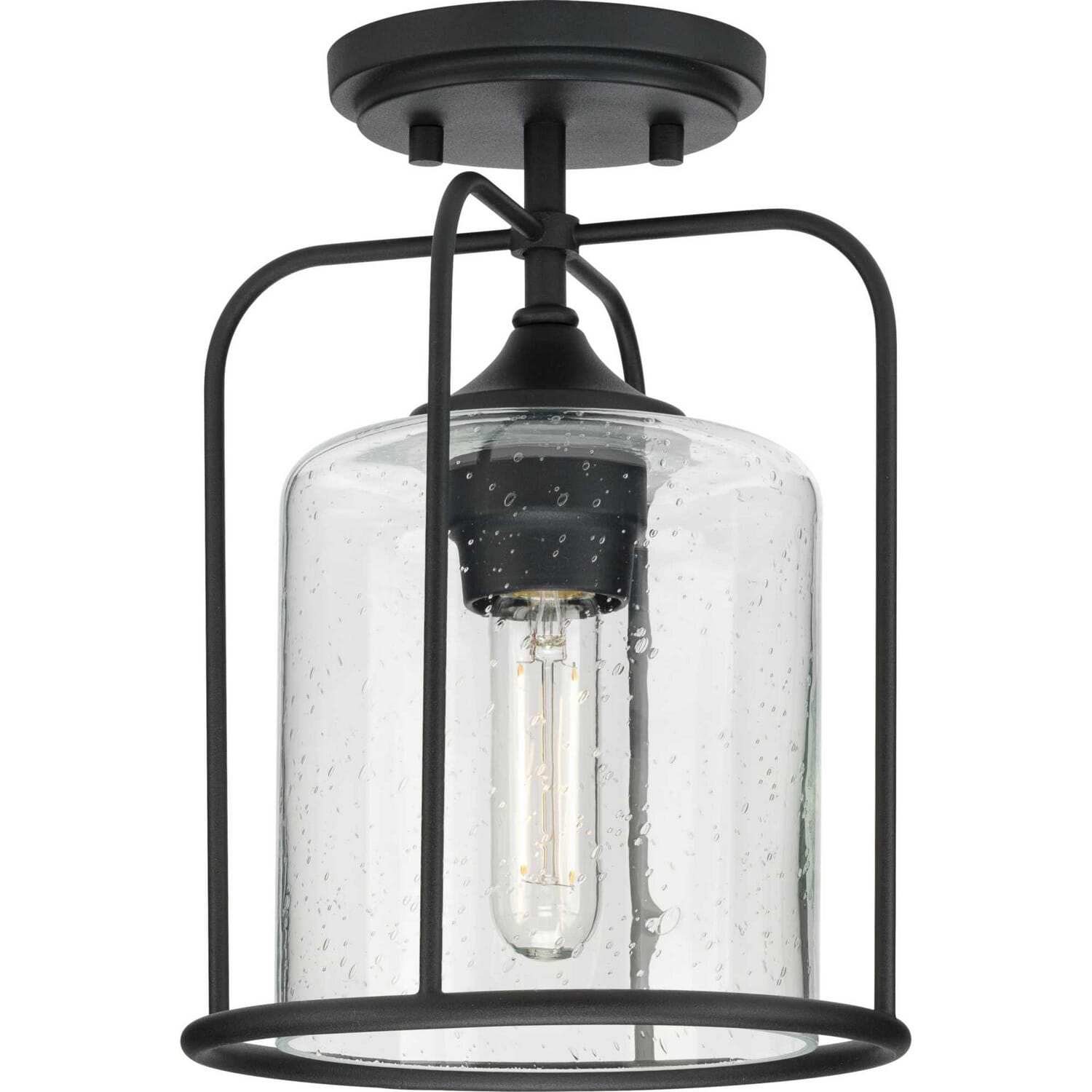 Black One Light Outdoor Flushmount from the Watch Hill Collection