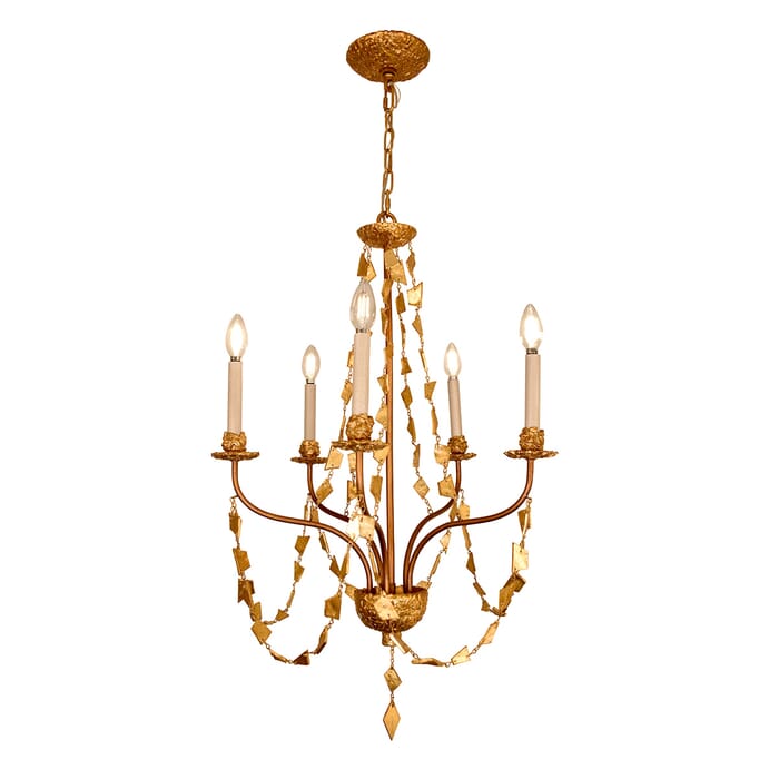 Mosaic 5-Light Chandelier in Antique Gold Mosaic 5-Light Chandelier in Antique Gold
