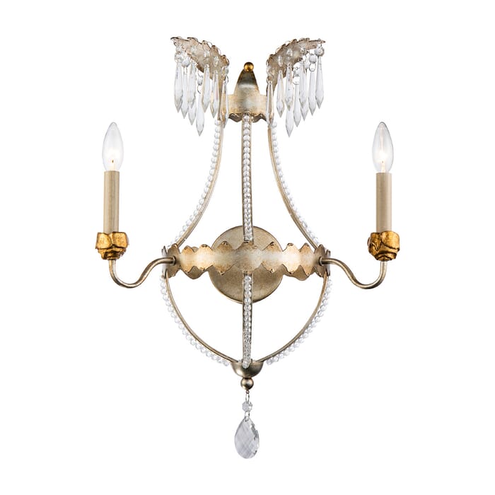 Lemuria 2-Light Wall Sconce in Distressed Silver and Gold Lemuria 2-Light Wall Sconce in Distressed Silver and Gold