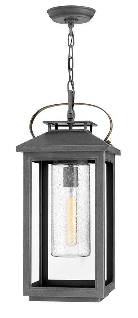 Ash Bronze LED Hanging Lantern from the Atwater Collection