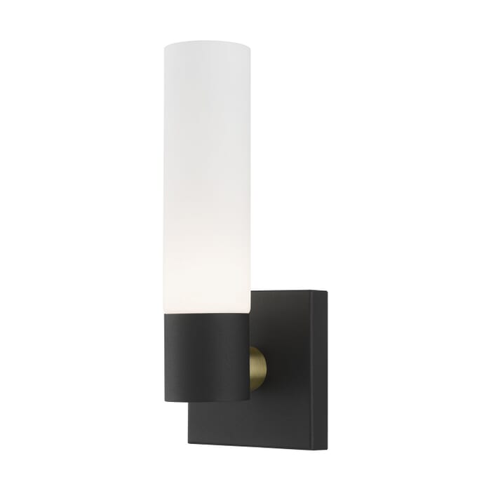 Aero 1-Light Wall Sconce in Textured Black w with Antique Brass Aero 1-Light Wall Sconce in Textured Black w with Antique Brass