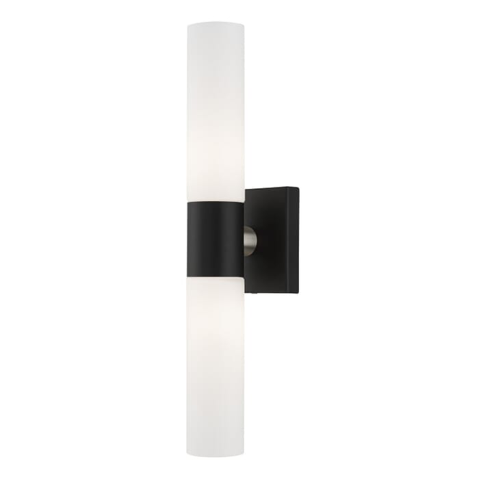 Aero 2-Light Bathroom Vanity Light in Black w with Brushed Nickel Aero 2-Light Bathroom Vanity Light in Black w with Brushed Nickel