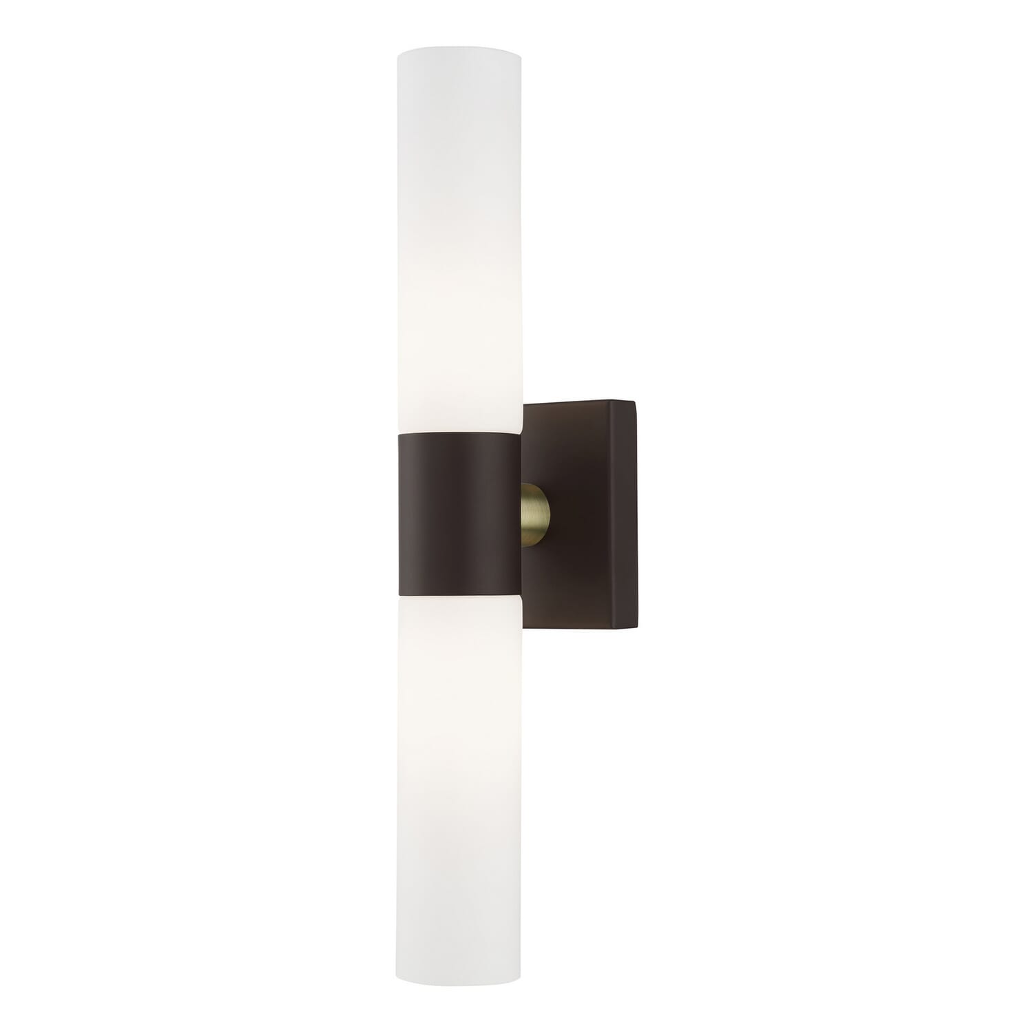 Aero 2-Light Bathroom Vanity Light in Bronze w with Antique Brass