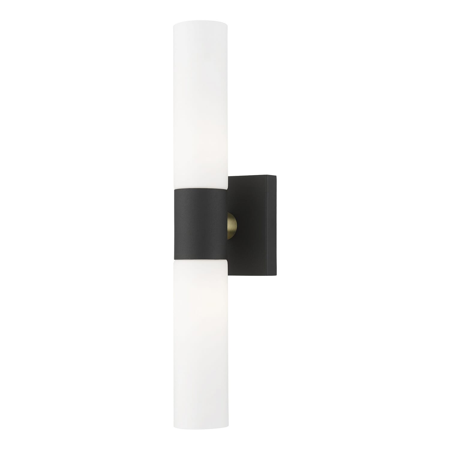 Aero 2-Light Bathroom Vanity Light in Textured Black w with Antique Brass