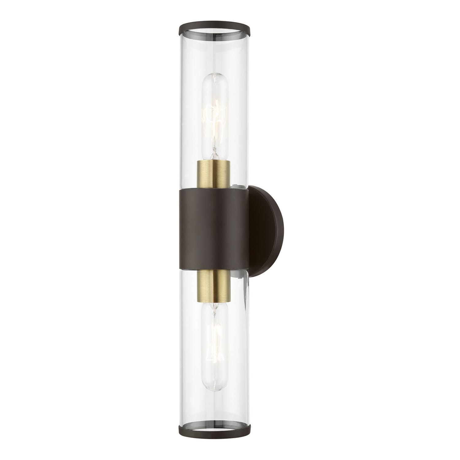 Banca 2-Light Bathroom Vanity Light in Bronze w with Antique Brasss
