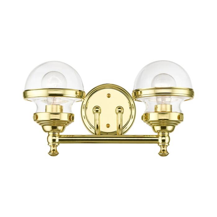 Oldwick 2-Light Bathroom Vanity Light in Polished Brass Oldwick 2-Light Bathroom Vanity Light in Polished Brass