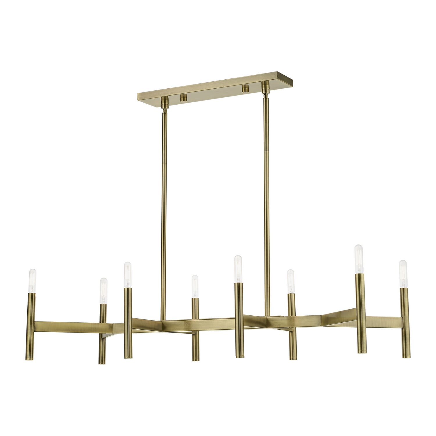 Copenhagen 8-Light Linear Chandelier in Antique Brass