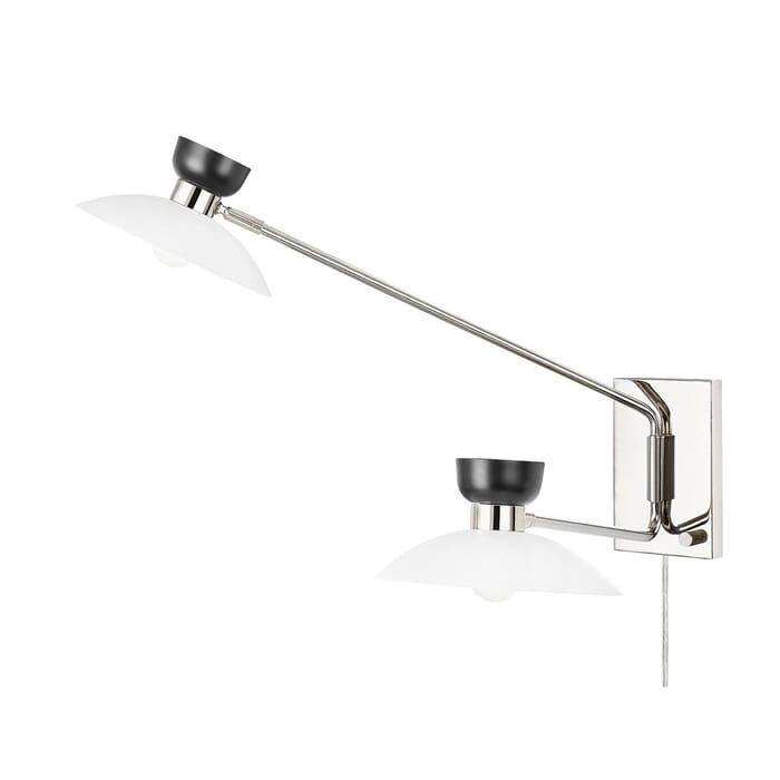 Whitley 2-Light Plug-in Sconce in Polished Nickel Whitley 2-Light Plug-in Sconce in Polished Nickel