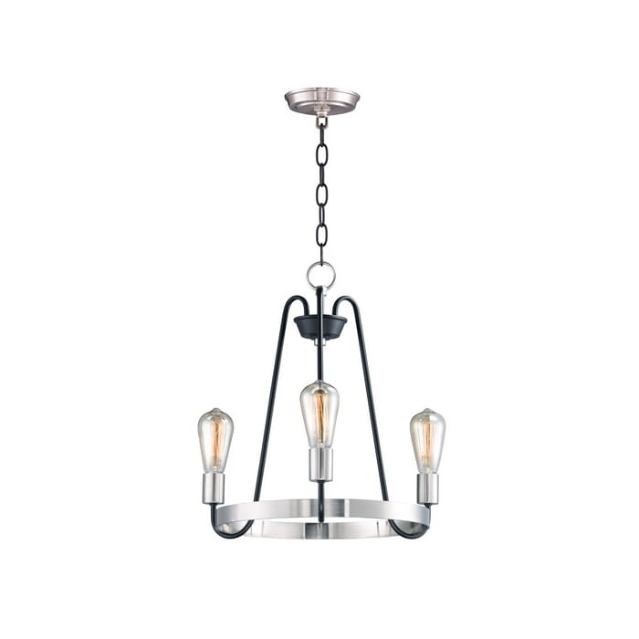 Maxim Lighting Haven 3-Light 3-Light Single-Tier Chandelier in Black / Satin Nickel Maxim Lighting Haven 3-Light 3-Light Single-Tier Chandelier in Black / Satin Nickel