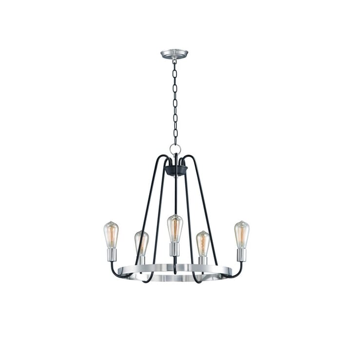 Maxim Lighting Haven 5-Light 5-Light Single-Tier Chandelier in Black / Satin Nickel Maxim Lighting Haven 5-Light 5-Light Single-Tier Chandelier in Black / Satin Nickel