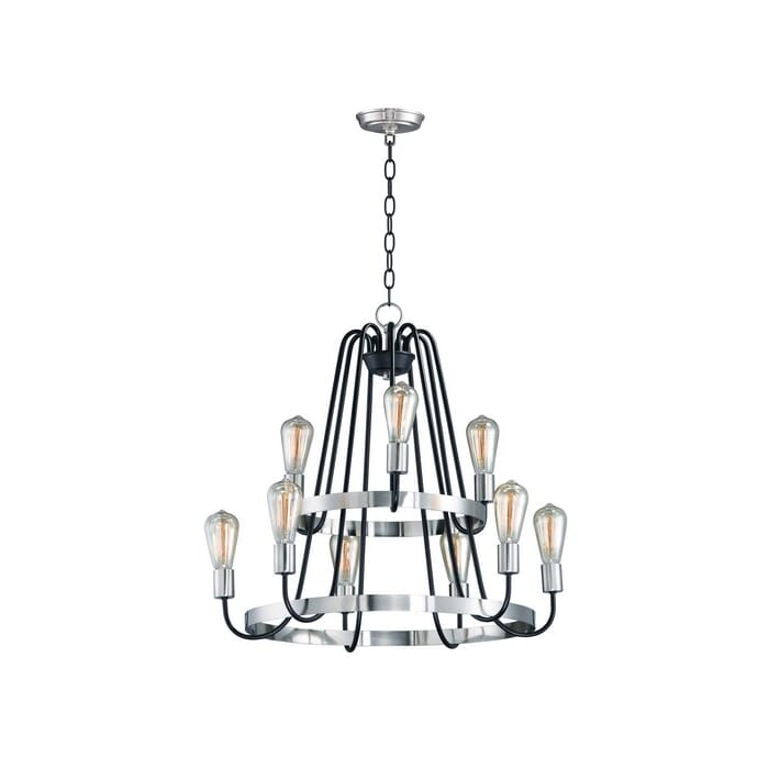 Maxim Lighting Haven 9-Light 9-Light Multi-Tier Chandelier in Black / Satin Nickel Maxim Lighting Haven 9-Light 9-Light Multi-Tier Chandelier in Black / Satin Nickel