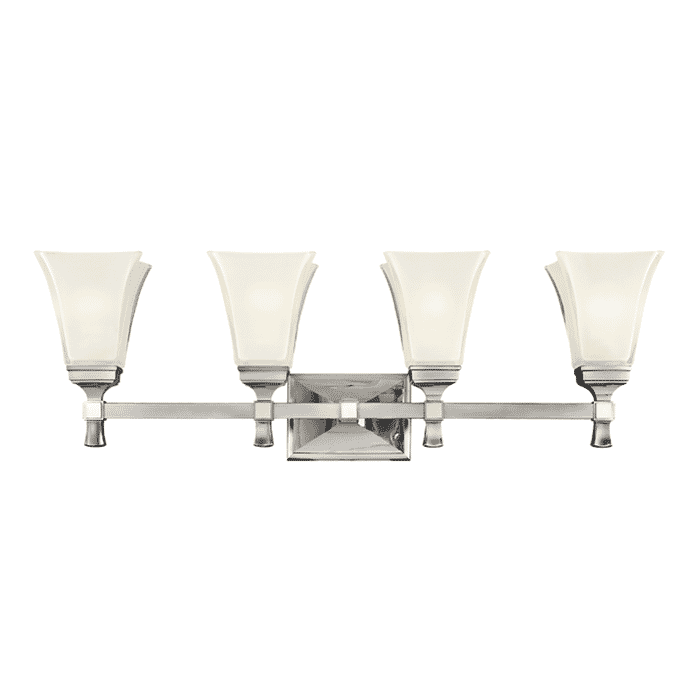 Hudson Valley Kirkland 4-Light 31" Bathroom Vanity Light in Polished Nickel Hudson Valley Kirkland 4-Light 31" Bathroom Vanity Light in Polished Nickel