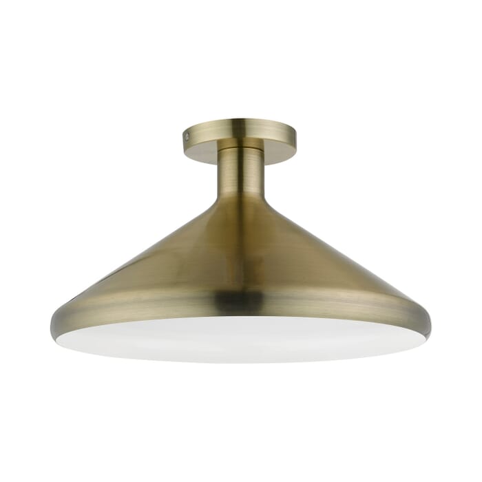 Geneva 1-Light Semi-Flush Mount in Antique Brass Geneva 1-Light Semi-Flush Mount in Antique Brass