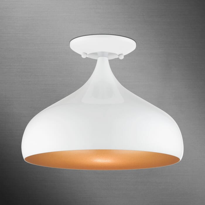 Amador 1-Light Semi-Flush Mount in Shiny White w with Polished Chromes Amador 1-Light Semi-Flush Mount in Shiny White w with Polished Chromes