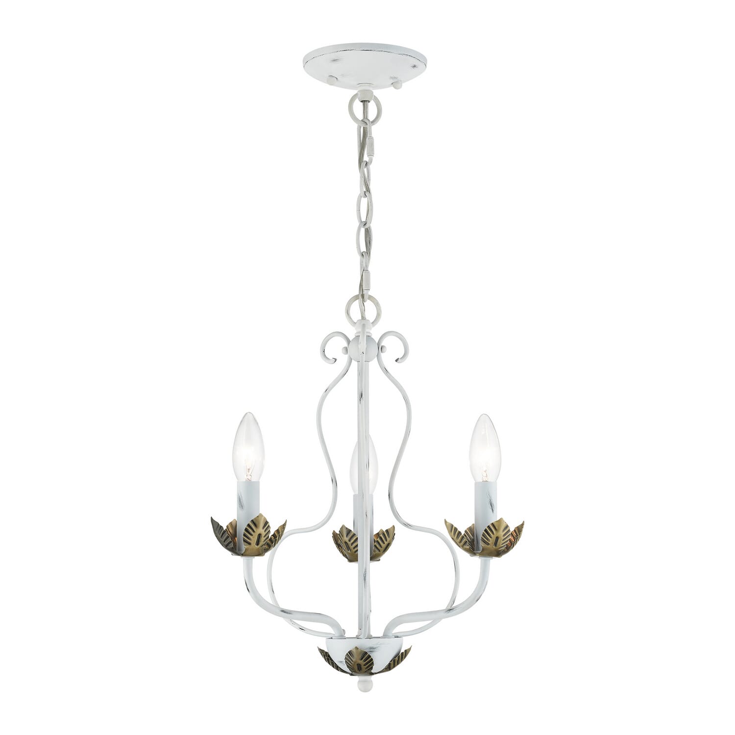 Katarina 3-Light Chandelier in Antique White w with Antique Brasss