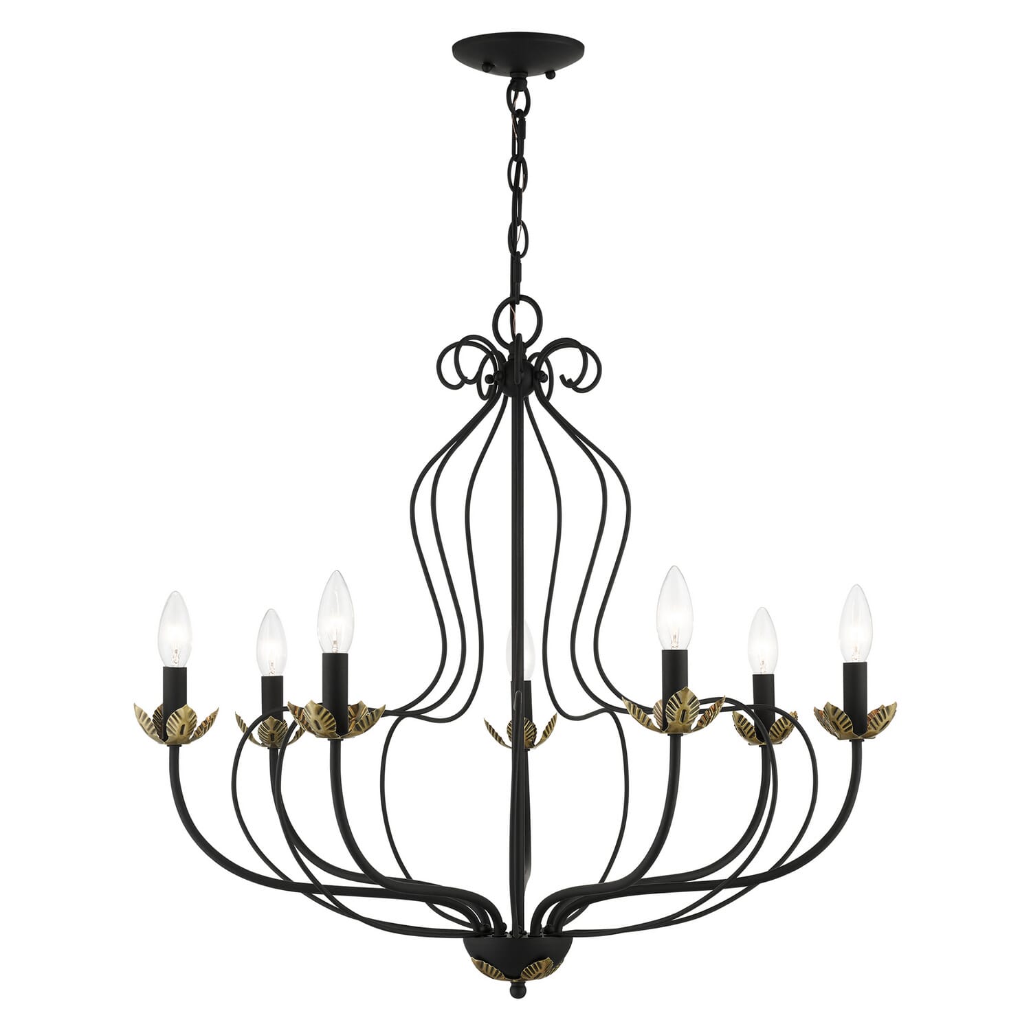 Katarina 7-Light Chandelier in Black w with Antique Brasss