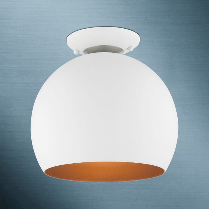 Piedmont 1-Light Semi-Flush Mount in White w with Brushed Nickels Piedmont 1-Light Semi-Flush Mount in White w with Brushed Nickels