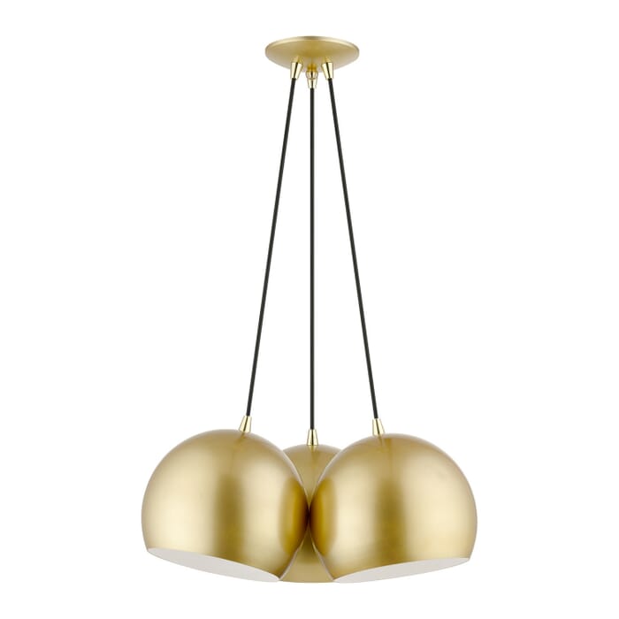 Piedmont 3-Light Pendant in Soft Gold w with Polished Brasss Piedmont 3-Light Pendant in Soft Gold w with Polished Brasss
