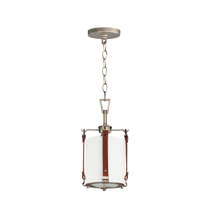 Sausalito 1-Light Pendant in Weathered Zinc with Brown Suede Sausalito 1-Light Pendant in Weathered Zinc with Brown Suede