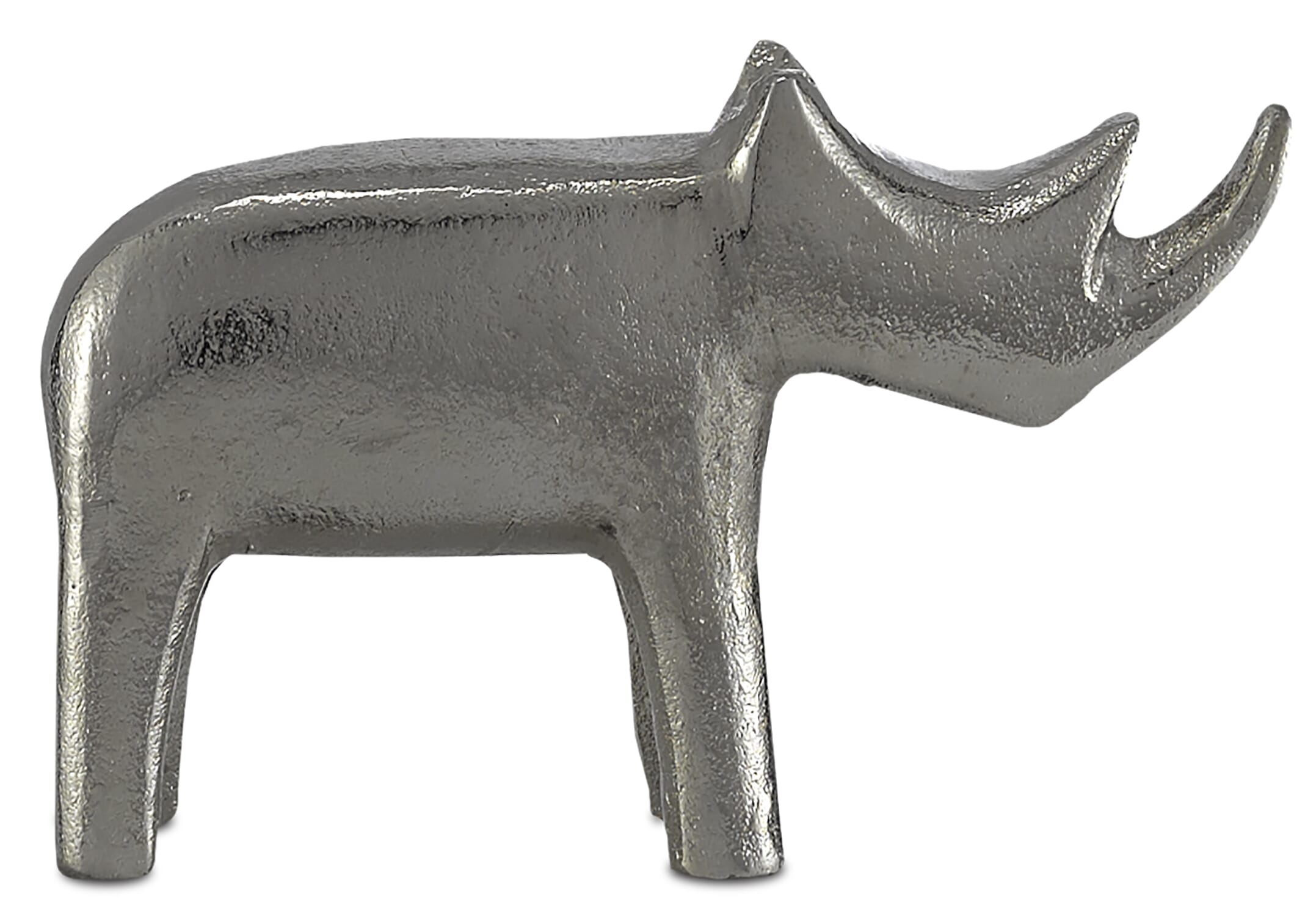 Currey & Company 5" Kano Silver Small Rhino in Silver