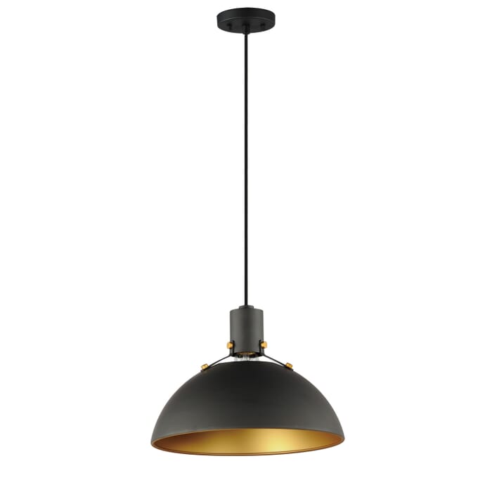 Dawn 1-Light Pendant in Antique Brass with Black Dawn 1-Light Pendant in Antique Brass with Black