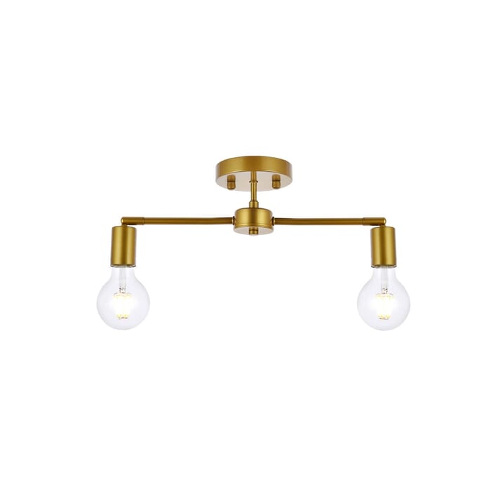 Zane 2-Light Flush Mount in Brass Zane 2-Light Flush Mount in Brass