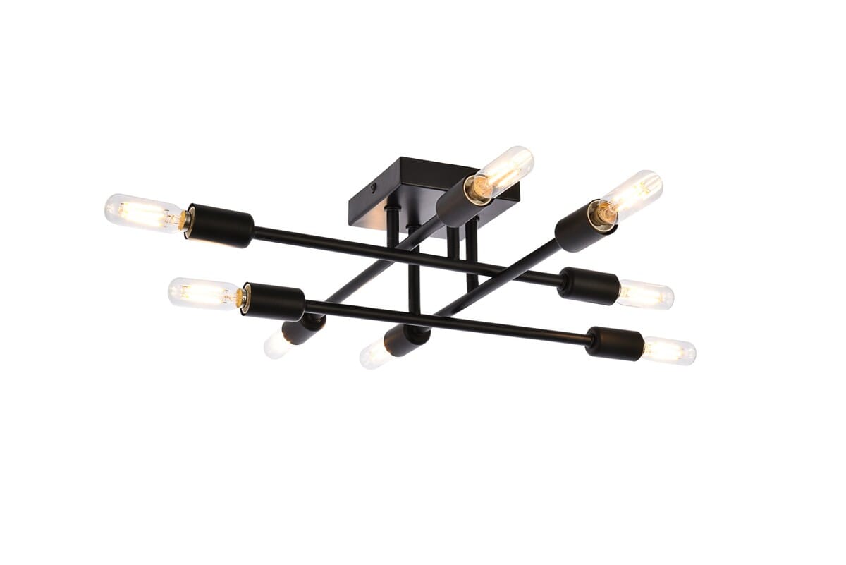Script 8-Light Flush Mount in Black