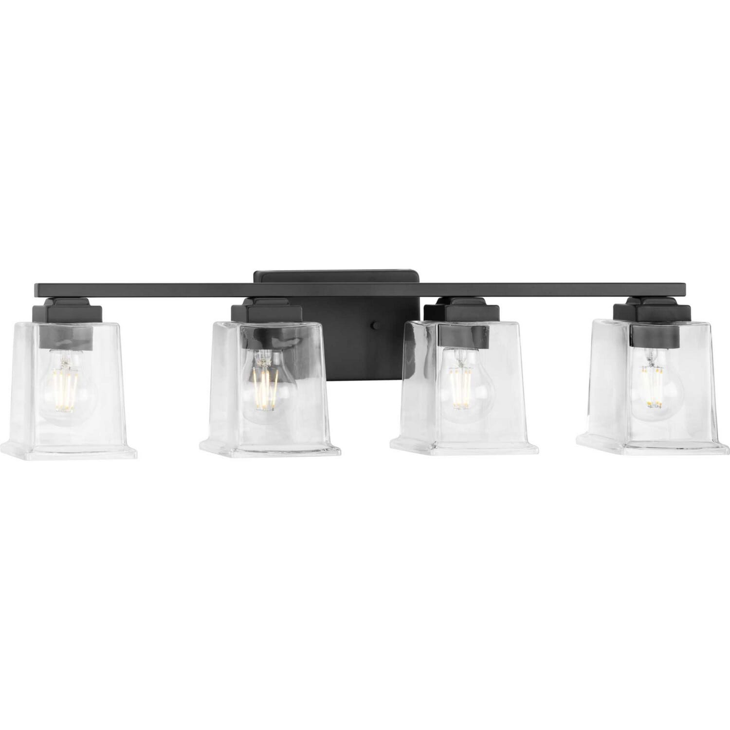 Matte Black Four Light Bath Vanity from the Gilmour Collection
