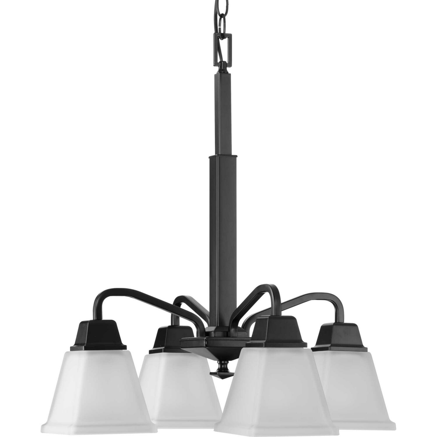 Matte Black Four Light Chandelier from the Clifton Heights Collection