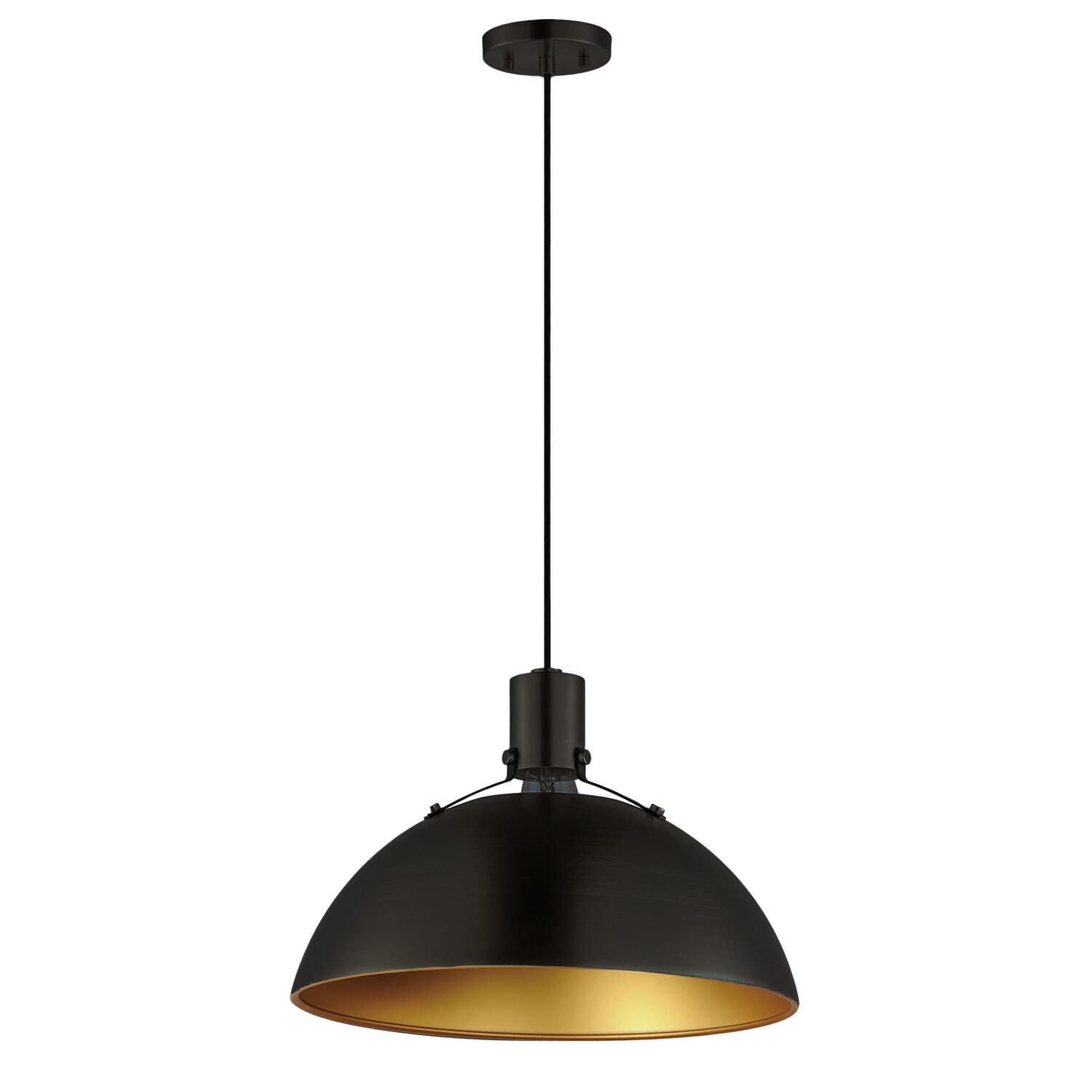 Dawn 1-Light Pendant in Antique Brass with Black