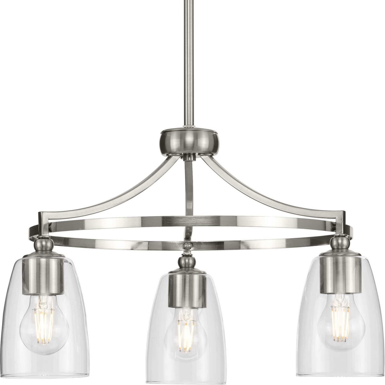 Brushed Nickel Three Light Chandelier from the Parkhurst Collection