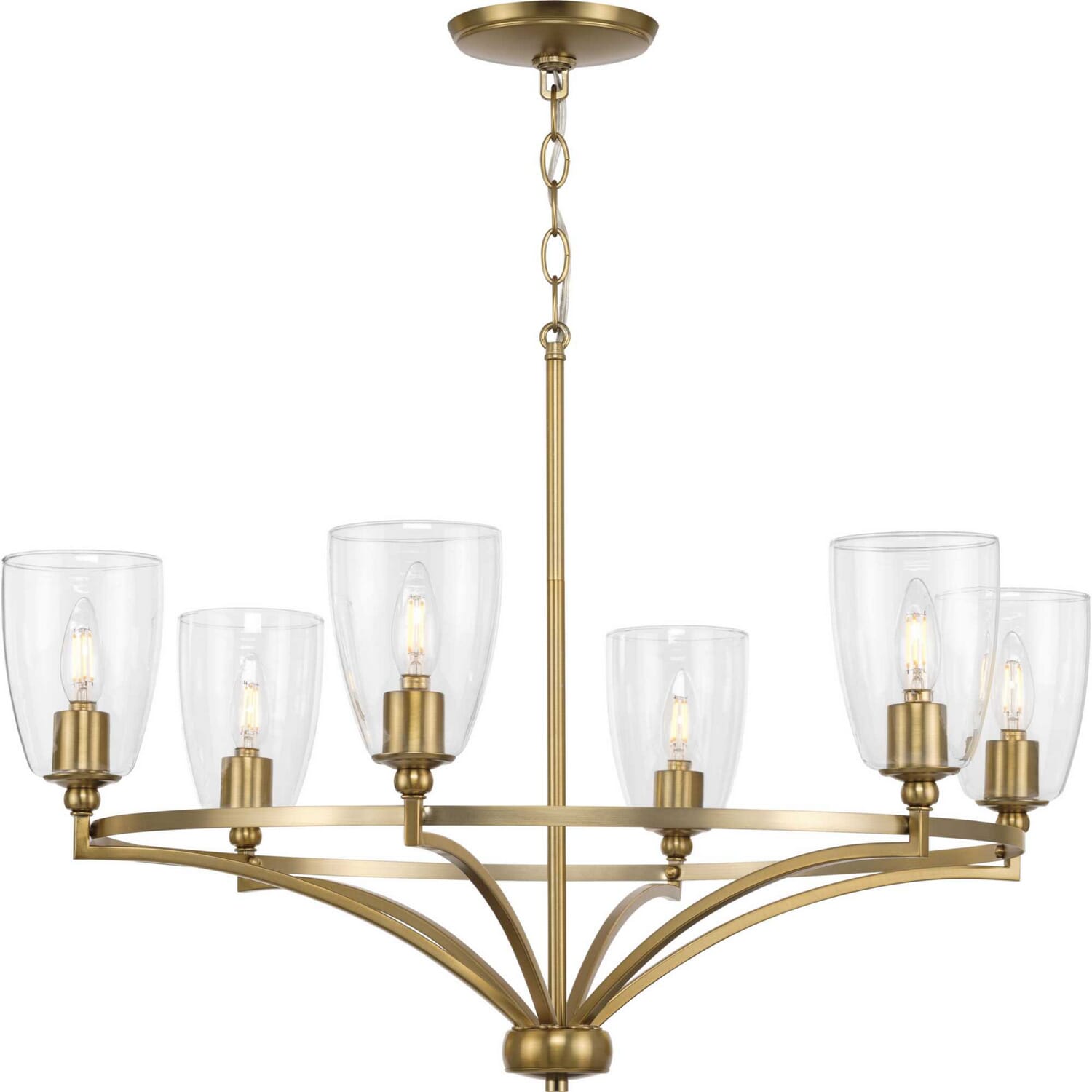 Brushed Bronze Six Light Chandelier from the Parkhurst Collection