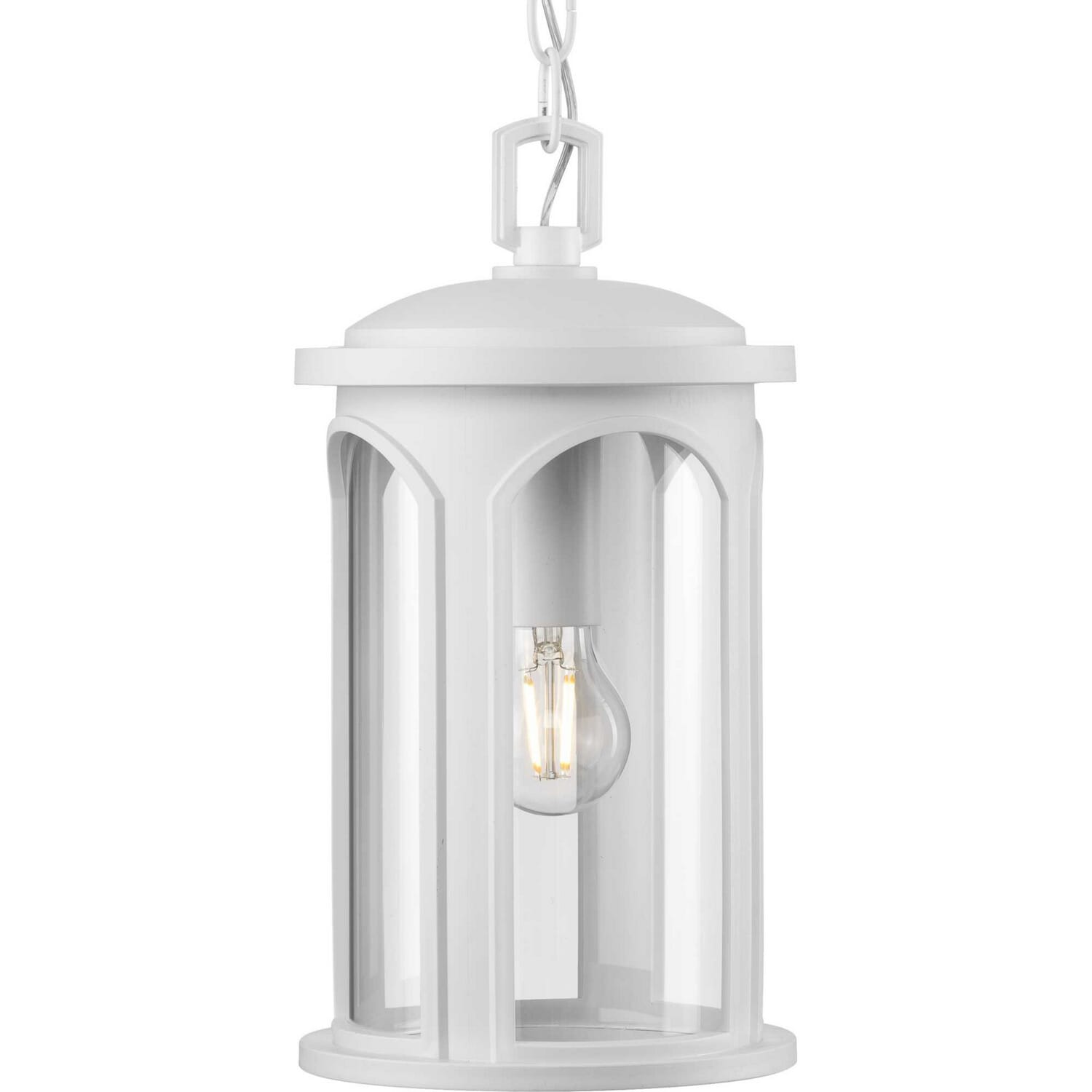 Satin White One Light Outdoor Wall Lantern from the Gables Collection