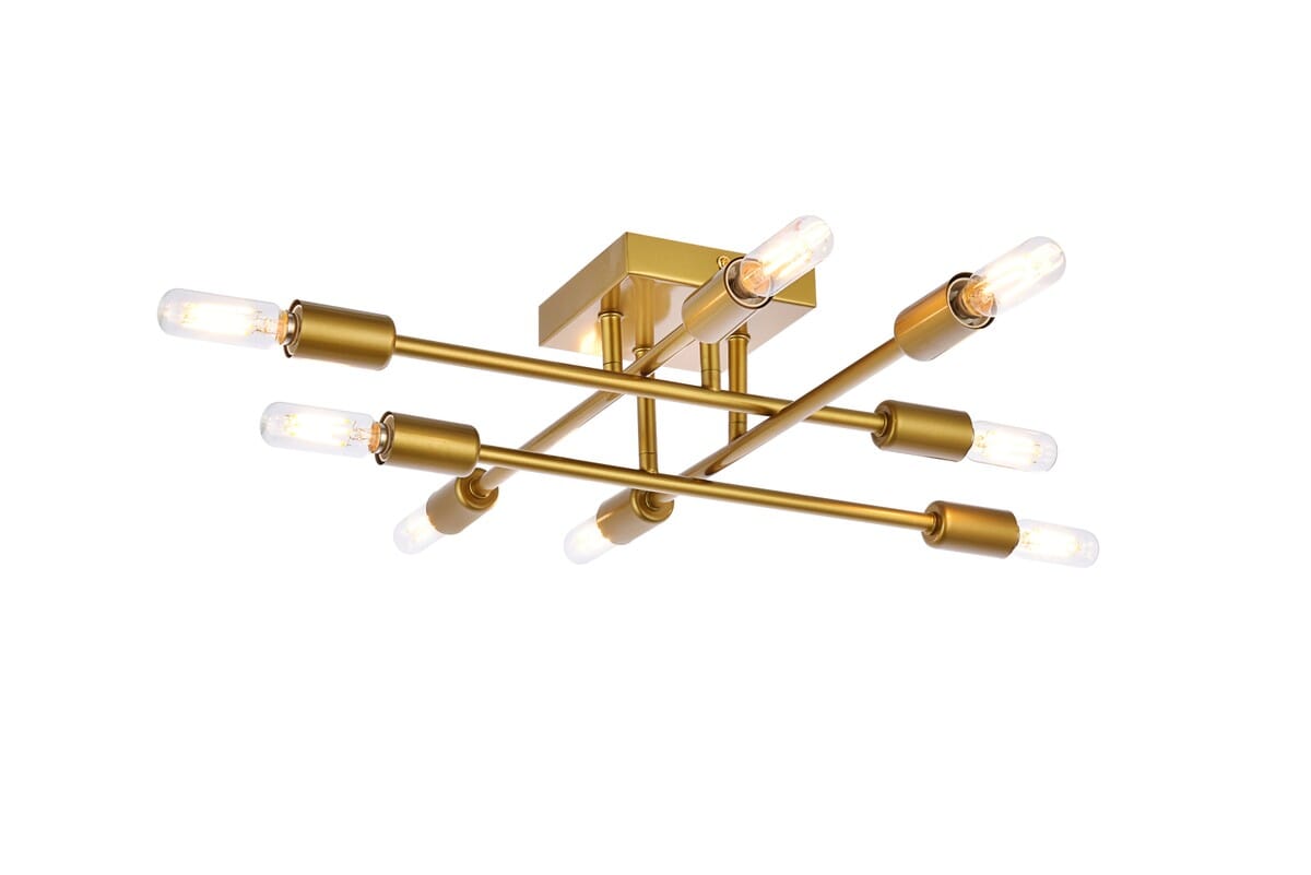 Script 8-Light Flush Mount in Brass
