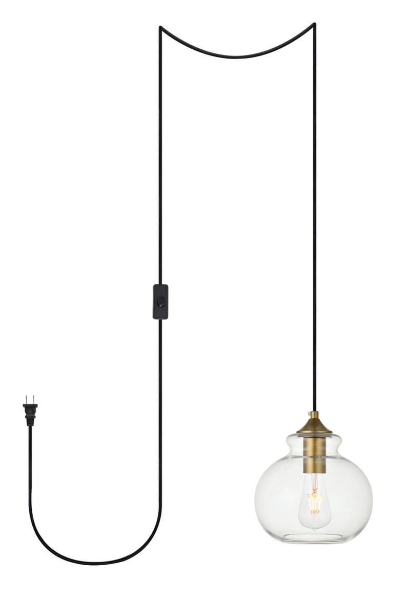 Destry 1-Light Plug in Pendant in Brass