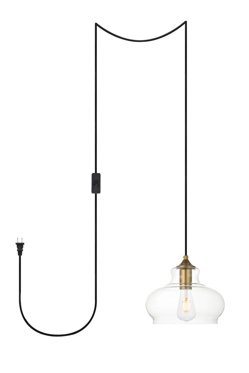 Destry 1-Light Plug in Pendant in Brass