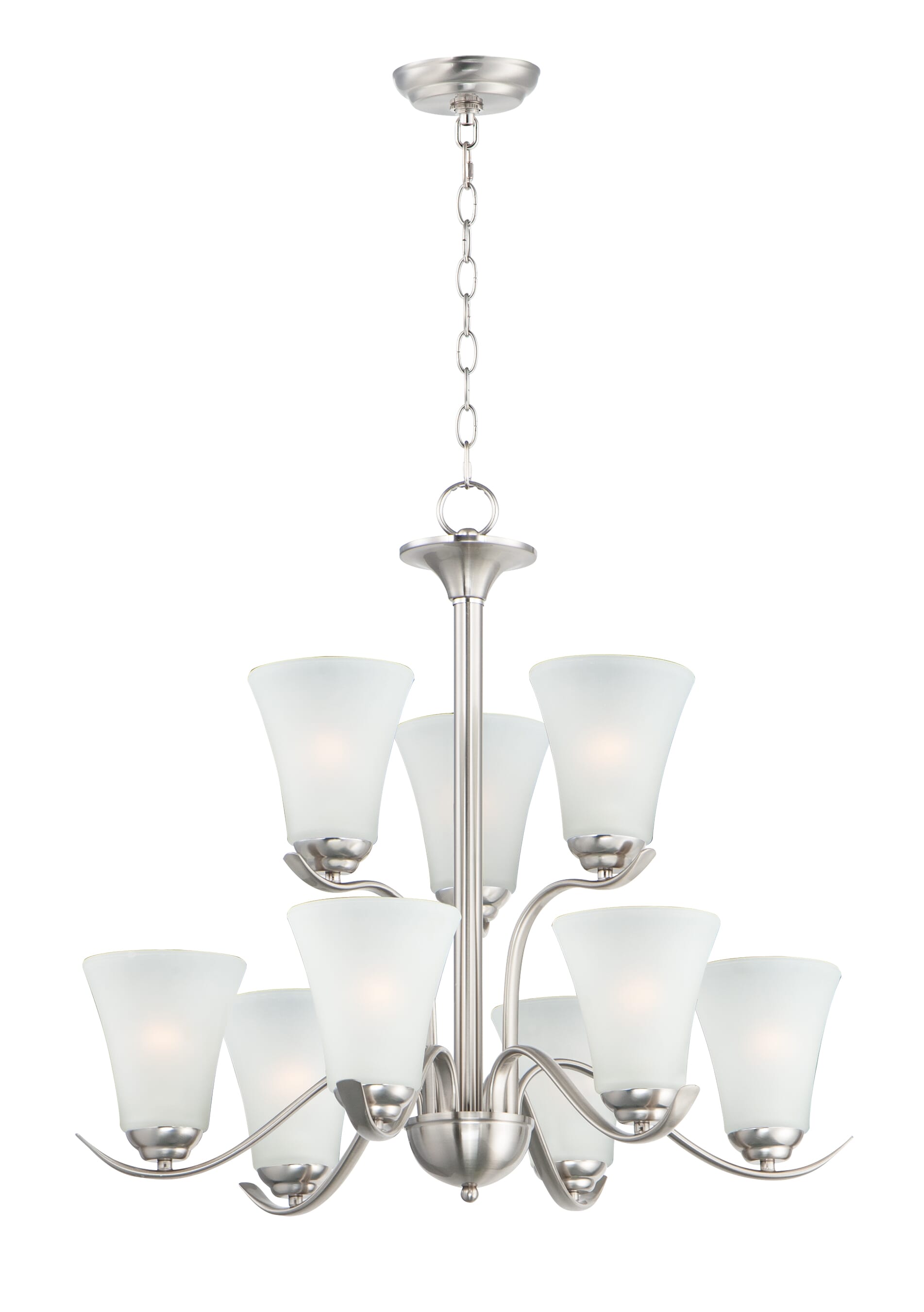 Maxim Vital 9-Light Transitional Chandelier in Satin Nickel - 12076FTSN