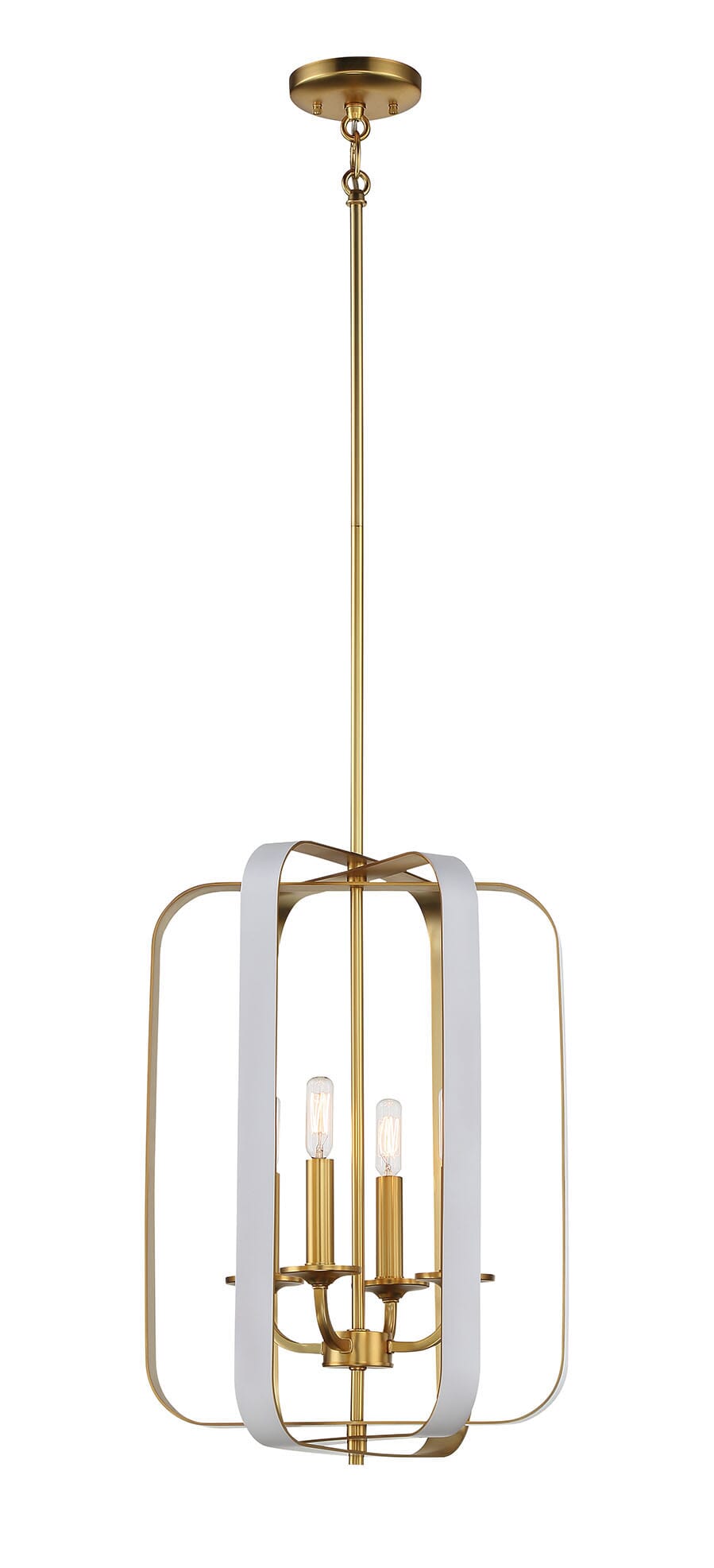 Aureum 4 Light Pendant Light in Matte White With Honey Gold LightsOnline