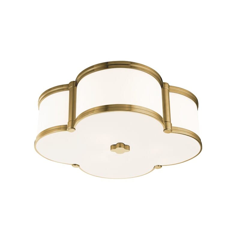 Chandler 3-Light Quatrefoil Ceiling Light in Aged Brass